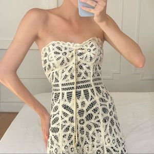 Vintage Betsey Johnson Strapless Lace Dress